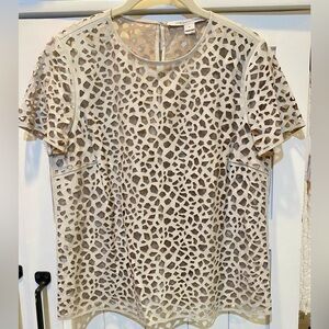 DIANE vonFurstenberg  Laser Cut Leather Top Size M ✨UNIQUE✨